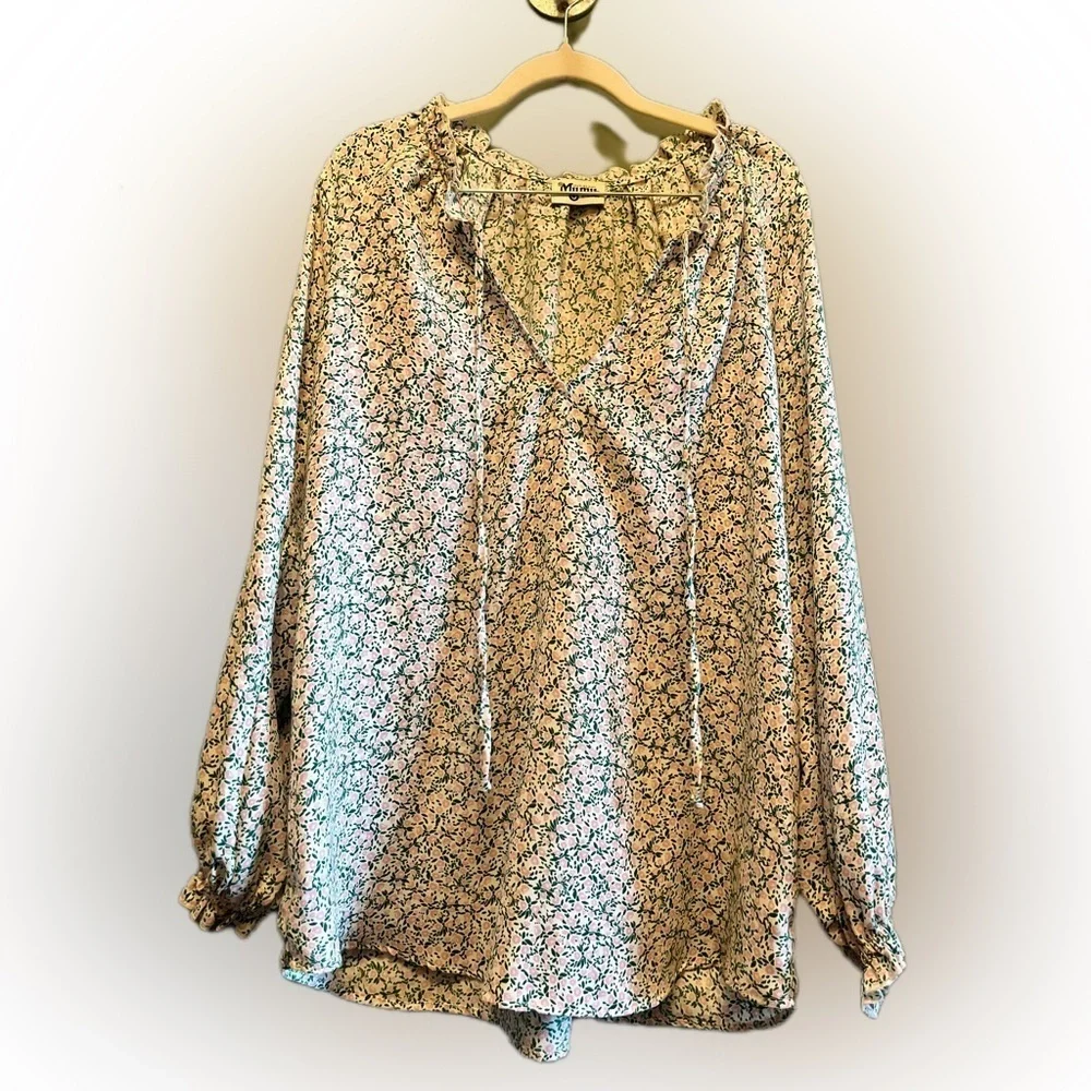 Show me your Mumu Charlene peony please tunic top pink green floral xsmall